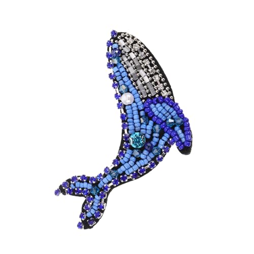 Uonlytech Whale Applikation mit Perlen und Strass Einfache zum Aufnähen Diy Patch für Pullover Kleidung und Taschen Einzigartiges Tier Stickmotiv zur Dekorativen Bekleidungsverschönerung von Uonlytech