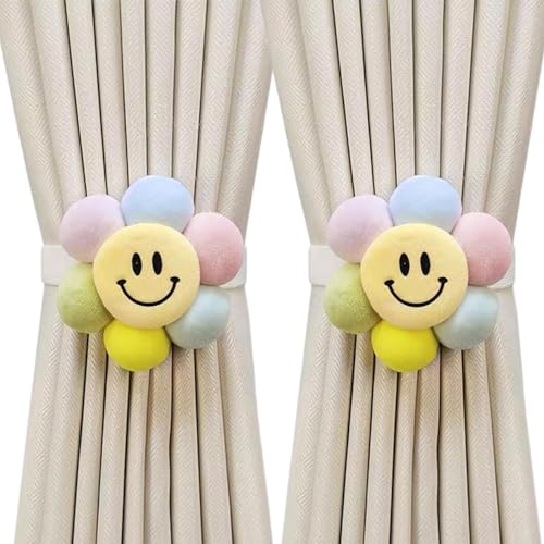 Uoocg 2 Stück Vorhänge Raffhalter Cartoon, Vorhang Straps, Vorhang Schnalle Haken Clip für Kinderzimmer Dekorationen (Bunte Blumen) von Uoocg