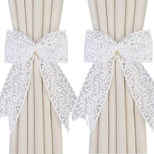 Uoocg Vorhang Raffhalter Schleife Weiß,Vorhang Straps Verstellbare Vorhanghalter Seil Gardinenhalter Für Haus Dekoration (2Stück) von Uoocg