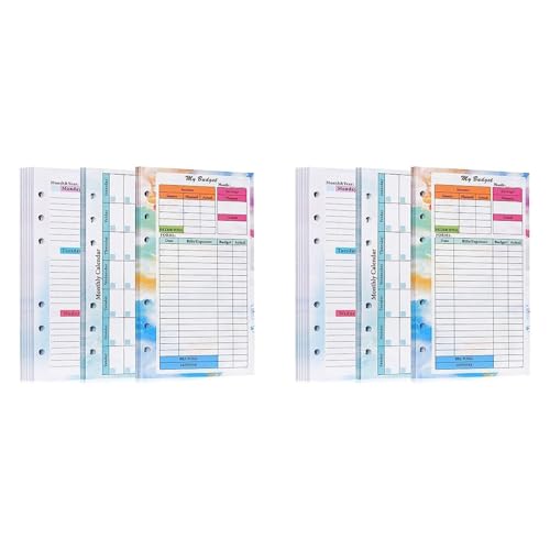 Uooduby 2 Satz A6-Budgetplaner, NachfüLlung, 82 Blatt, Monats- und Wochenplaner, Notizblock, 6 LöCher für A6-Ordnereinband, Sparen Sie A von Uooduby