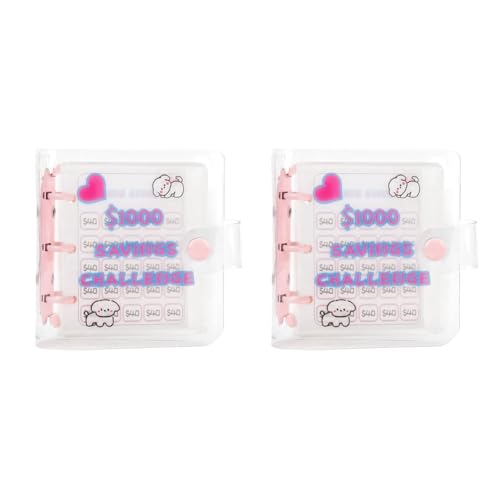 Uooduby 2-Teiliger 1000-Sparplan-Ordner mit Mini-Umschlag-Sparplanbuch in Pink, Wiederverwendbares Budget-Ordnerbuch von Uooduby
