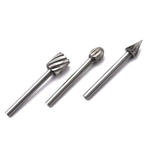 Uooduby 30Pcs Hss-Hartmetall-Rotationsschneidgrat-Satz-Schleifer-Bit 1/8 (3 mm) Schaft-Holzbearbeitungs-Schnitzwerkzeuge von Uooduby