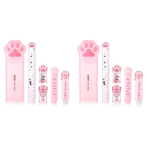 Uooduby SüßEs Katzenpfoten-Briefpapier-Set, 12-Teiliges Kawaii-Katzen-Briefpapier-Set, Bleistiftspitzer, Einziehbarer Radiergummi, Korrekturband-Lineal Uooduby SüßEs Katzenpfoten-Briefpapier-Set, 12-Teiliges Kawaii-Katzen-Briefpapier-Set, Bleistiftspitzer, Einziehbarer Radiergummi, Korrekturband-Lineal von Uooduby