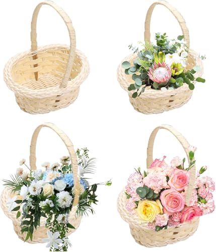 4 Stück Blumenmädchen Korb - 12 X 10 Cm Körbe Für Blumenmädchen, Herzförmiger Gewebter Korb Mit Griff, Rattan Blumenkorb, Blumenmädchen Streukörbchen Streukorb, Wicker BlumenmädchenKorb Für Hochzeiten 4 Stück Blumenmädchen Korb - 12 X 10 Cm Körbe Für Blumenmädchen, Herzförmiger Gewebter Korb Mit Griff, Rattan Blumenkorb, Blumenmädchen Streukörbchen Streukorb, Wicker BlumenmädchenKorb Für Hochzeiten von Uoqpty
