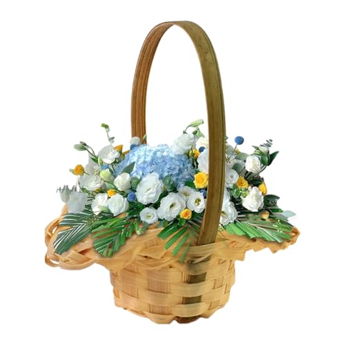 Blumenmädchen Korb - Osterkörbchen Mit Henkel, Geflochtene Bambuskörbe, Webkörbe Hochzeits-Blumenkorb, Kleine Weiden Rattan Korb Osterkorb Für Blumenmädchen, Picknick, Garten, Bau-ernhaus Blumenmädchen Korb - Osterkörbchen Mit Henkel, Geflochtene Bambuskörbe, Webkörbe Hochzeits-Blumenkorb, Kleine Weiden Rattan Korb Osterkorb Für Blumenmädchen, Picknick, Garten, Bau-ernhaus von Uoqpty