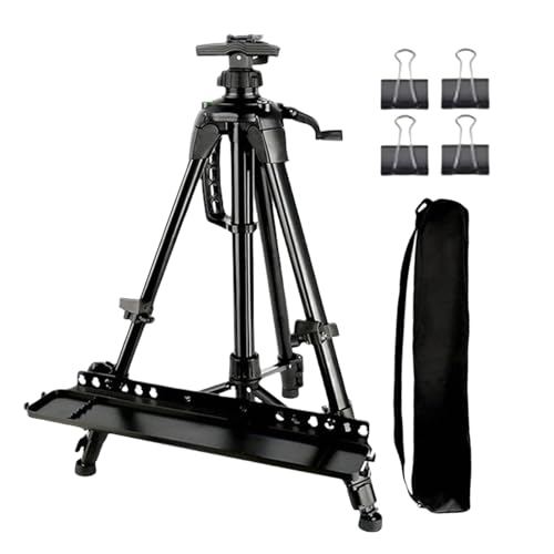 Uoqpty Ständer für Kunstmalerei, Stativ, verstellbar, tragbar, für Display, Leinwandregal, Metallstativ mit Farbwanne für Erwachsene, Teenager, Tischplatte, Boden, Zeichnung im Freien von Uoqpty
