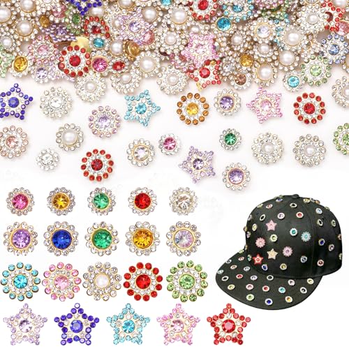 180 Stück Strasssteine zum Aufnähen, Kristallglas, Blumenformen, Krallenbasis, Edelsteine für Hut, flache Rückseite, Sonnenblumen-Perlen, Strasssteine zum Nähen von Kleidung, Kleidern, Schuhen von Uotey