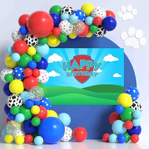 Geburtstag Dog Luftballons Girlanden Pfoten Banner Hintergrund Foto Paw Hintergrund Dekoration Fotografie Party Supplies von Uotroy