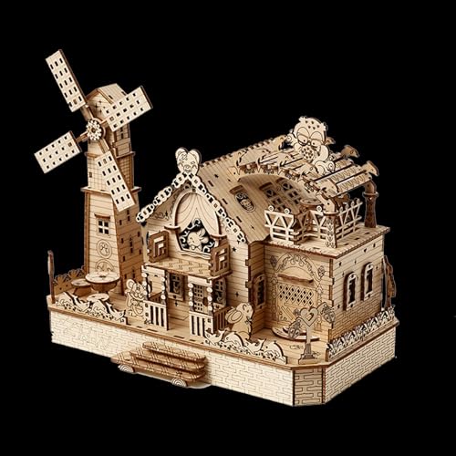 UpGLeuch 3D Holzpuzzle Erwachsene mit Licht, Modellbausatz Tierhaus, DIY 3D Architektur Modellbau Holz, Vintage 3D Holzbausatz Heimdekoration Desktop Spielzeug Erwachsene und Kinder von UpGLeuch