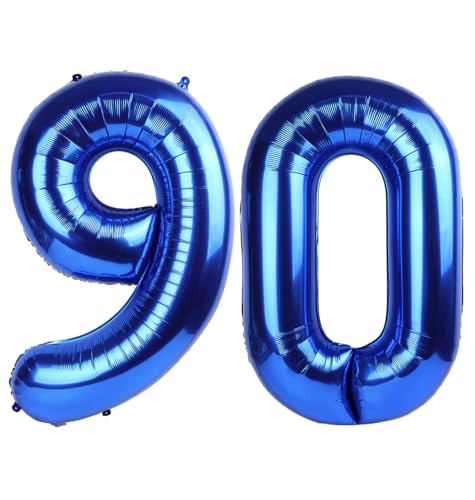 Blauer Jumbo Zahl 90 Ballon 101.6 cm Männer Frauen 90 Geburtstag Supplies Folie Helium 90 Geburtstag Riesenballon Mylar Blau Zahlenballons Jubiläumsdekorationen von Upgesy