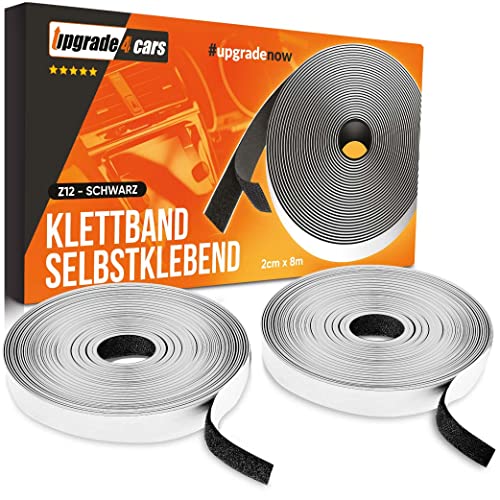 Klettband selbstklebend extra stark 8m | Klettverschluss doppelseitig klebend 20mm Schwarz | Hakenband & Flauschband Rolle beidseitig 8 m von Upgrade4cars