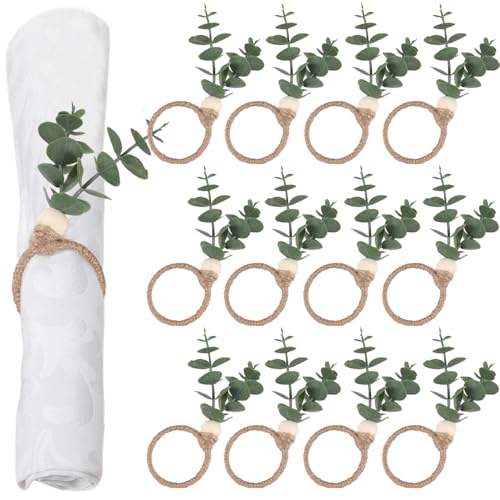 12pcs Serviettenringe, Eukalyptusblatt, Holzperlen -Serviettenringe Bulk Boho -Tischdekoration zum Valentinstag, Hochzeitszeremonien, Urlaubsbankette 12pcs Serviettenringe, Eukalyptusblatt, Holzperlen -Serviettenringe Bulk Boho -Tischdekoration zum Valentinstag, Hochzeitszeremonien, Urlaubsbankette von Upiulote