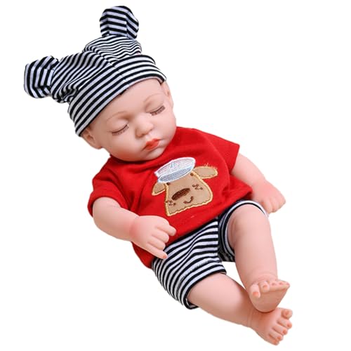 Upiulote 12 x 4 Zoll gekleidet bewegliche Joint Simulation Eye geschlossene Babypuppe Vinyl poable niedliche realistische Babypuppen Geschenk für Kinder, rote Kleidung Puppe Upiulote 12 x 4 Zoll gekleidet bewegliche Joint Simulation Eye geschlossene Babypuppe Vinyl poable niedliche realistische Babypuppen Geschenk für Kinder, rote Kleidung Puppe von Upiulote