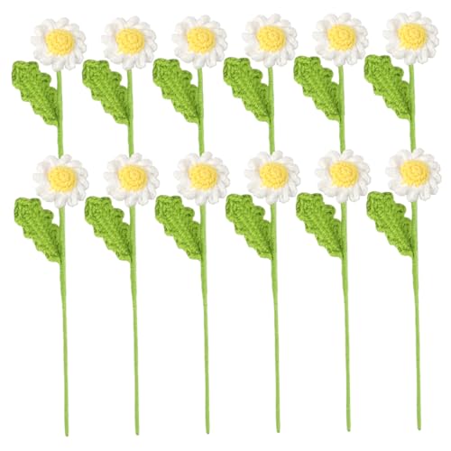 Upiulote 12pcs Häkelblumen, künstliche Gänseblümchen Häkelblütenstrauß, realistische Blume für den Muttertag Valentinstag Geburtstag Hochzeitsheimdekoration, weißes Strauß Upiulote 12pcs Häkelblumen, künstliche Gänseblümchen Häkelblütenstrauß, realistische Blume für den Muttertag Valentinstag Geburtstag Hochzeitsheimdekoration, weißes Strauß von Upiulote