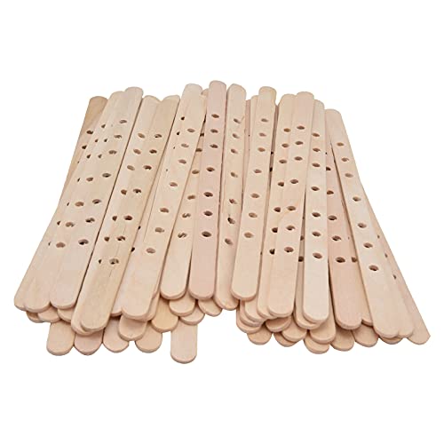 Uplory 50Pcs Candle Wick Holder,Birch Easy Use Reusable Wooden Wax Core Holder for DIY Making Candles (180 * 10mm7 holes) von Uplory