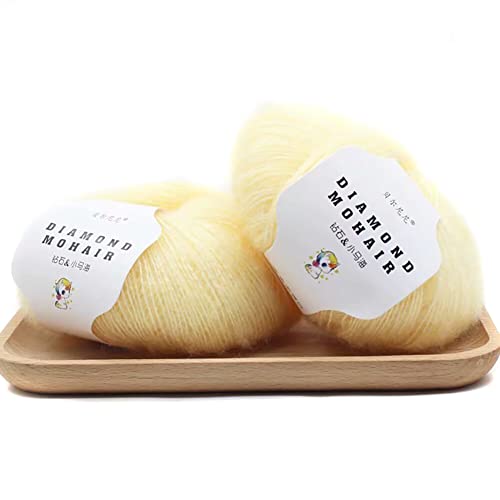 2 Stück Mohair Einfarbig Hochwertiges Garn Wollgarn Handstrickgarn Weiche Mohair Strick Wolle Garn Zum Stricken Und Häkeln Für Hüte Pullover Schal Decke Strickprojekt 25g/Rolle von Uposao