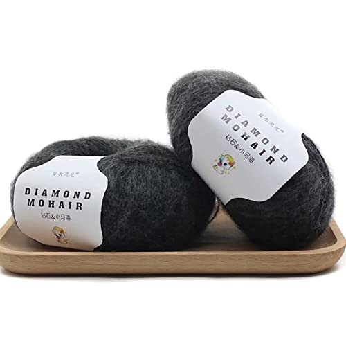 2 Stück Mohair Einfarbig Hochwertiges Garn Wollgarn Handstrickgarn Weiche Mohair Strick Wolle Garn Zum Stricken Und Häkeln Für Hüte Pullover Schal Decke Strickprojekt 25g/Rolle von Uposao
