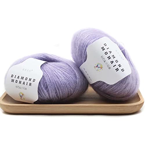 2 Stück Mohair Einfarbig Hochwertiges Garn Wollgarn Handstrickgarn Weiche Mohair Strick Wolle Garn Zum Stricken Und Häkeln Für Hüte Pullover Schal Decke Strickprojekt 25g/Rolle von Uposao