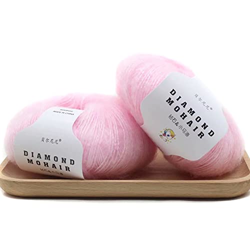 2 Stück Mohair Einfarbig Hochwertiges Garn Wollgarn Handstrickgarn Weiche Mohair Strick Wolle Garn Zum Stricken Und Häkeln Für Hüte Pullover Schal Decke Strickprojekt 25g/Rolle von Uposao