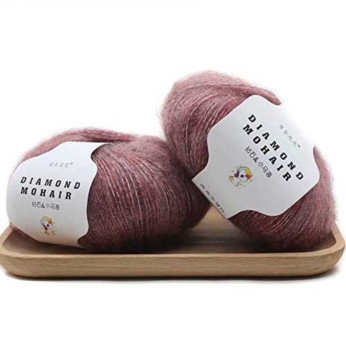 2 Stück Mohair Einfarbig Hochwertiges Garn Wollgarn Handstrickgarn Weiche Mohair Strick Wolle Garn Zum Stricken Und Häkeln Für Hüte Pullover Schal Decke Strickprojekt 25g/Rolle von Uposao
