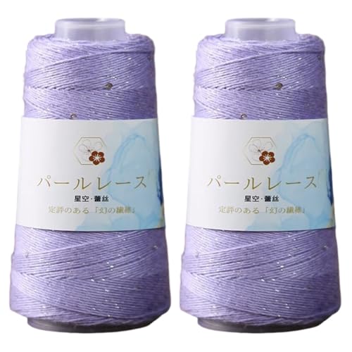 2 Stück Pailletten Beilaufgarn Baumwoll Farbiges Paillette Garn Handstrickgarn Glitzerndes Strickgarn zum Häkeln von Kleidung, Pullover, Mütze, glänzendes Spitzen-Strickgarn Zubehör 50 g/Roll von Uposao