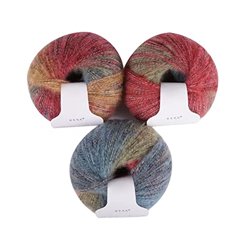 3 Stück Mohair Farbverlauf Hochwertiges Garn Ombre Mischgarnknäuel Weiche Mohair Strick Wolle Garn Für Zum Stricken Und Häkeln 30g/Rolle von Uposao