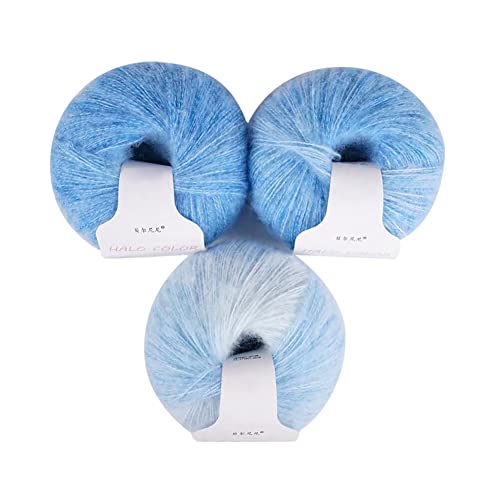 Uposao 3 Stück Mohair Farbverlauf Hochwertiges Garn Ombre Mischgarnknäuel Weiche Mohair Strick Wolle Garn Für Zum Stricken Und Häkeln 30g/Rolle von Uposao