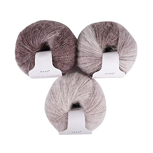 3 Stück Mohair Farbverlauf Hochwertiges Garn Ombre Mischgarnknäuel Weiche Mohair Strick Wolle Garn Für Zum Stricken Und Häkeln 30g/Rolle von Uposao