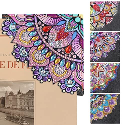 5D Diamant Malerei Lesezeichen Kits,4 Stück 5D DIY Mandala Diamond Painting Lesezeichen Personalisierte Leder Ecke Lesezeichen Lesezubehör für Leseliebhaber Schüler Handwerk für Kinder Erwachsene von Uposao