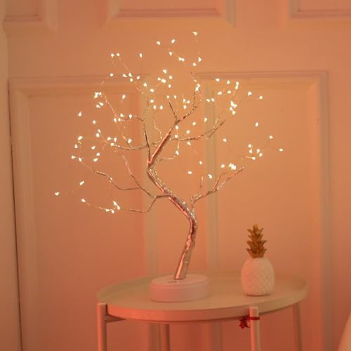 Dekoratives Lichterbaum,45CM 108 LED Baum Lichter Warmweiß Bonsai Baum Lampe Batteriebetrieb und USB Baumlampe verstellbare Zweige Lichterbaum Tischdekoration für Wohnzimmer Party Schlafzimmer Büro von Uposao