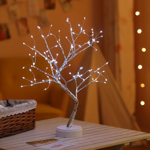 Dekoratives Lichterbaum,45CM 108 LED Baum Lichter Warmweiß Bonsai Baum Lampe Batteriebetrieb und USB Baumlampe verstellbare Zweige Lichterbaum Tischdekoration für Wohnzimmer Party Schlafzimmer Büro von Uposao