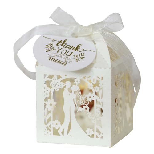 Gastgeschenke Hochzeit, 50 Stück Braut und Bräutigam Süßigkeiten Kasten Schokolade kartons Gastgeschenk Kartonage Box DIY-Party-Geschenkbox Schachtel mit Farbband für Tischdeko Hochzeit Dekoration Gastgeschenke Hochzeit, 50 Stück Braut und Bräutigam Süßigkeiten Kasten Schokolade kartons Gastgeschenk Kartonage Box DIY-Party-Geschenkbox Schachtel mit Farbband für Tischdeko Hochzeit Dekoration von Uposao