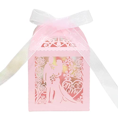 Hochzeit Geschenkbox,50 Stück Hohles Liebhaber Papier-Süßigkeitenbox Schachtel Geschenkbox Süßigkeiten Kartons Schokolade kartons Bonboniere Kasten mit Farbband Tischdeko für Hochzeit Party,Rosa Hochzeit Geschenkbox,50 Stück Hohles Liebhaber Papier-Süßigkeitenbox Schachtel Geschenkbox Süßigkeiten Kartons Schokolade kartons Bonboniere Kasten mit Farbband Tischdeko für Hochzeit Party,Rosa von Uposao