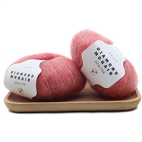 Uposao 2 Stück Mohair Einfarbig Hochwertiges Garn Wollgarn Handstrickgarn Weiche Mohair Strick Wolle Garn Zum Stricken Und Häkeln Für Hüte Pullover Schal Decke Strickprojekt 25g/Rolle von Uposao