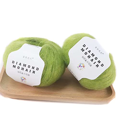 Uposao 2 Stück Mohair Einfarbig Hochwertiges Garn Wollgarn Handstrickgarn Weiche Mohair Strick Wolle Garn Zum Stricken Und Häkeln Für Hüte Pullover Schal Decke Strickprojekt 25g/Rolle von Uposao