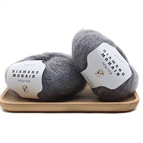 Uposao 2 Stück Mohair Einfarbig Hochwertiges Garn Wollgarn Handstrickgarn Weiche Mohair Strick Wolle Garn Zum Stricken Und Häkeln Für Hüte Pullover Schal Decke Strickprojekt 25g/Rolle von Uposao
