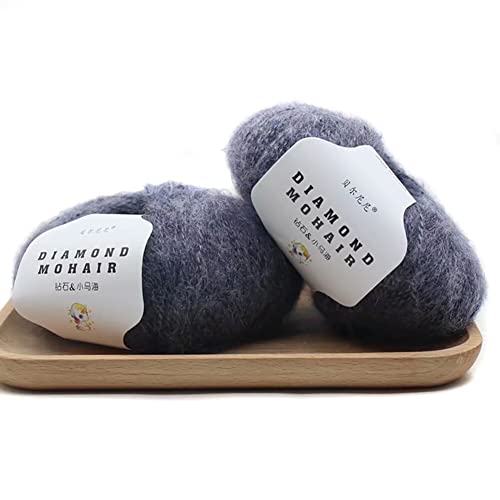 Uposao 2 Stück Mohair Einfarbig Hochwertiges Garn Wollgarn Handstrickgarn Weiche Mohair Strick Wolle Garn Zum Stricken Und Häkeln Für Hüte Pullover Schal Decke Strickprojekt 25g/Rolle von Uposao