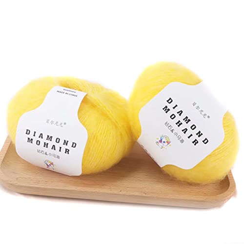 Uposao 2 Stück Mohair Einfarbig Hochwertiges Garn Wollgarn Handstrickgarn Weiche Mohair Strick Wolle Garn Zum Stricken Und Häkeln Für Hüte Pullover Schal Decke Strickprojekt 25g/Rolle von Uposao
