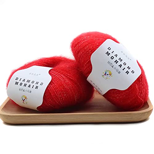 Uposao 2 Stück Mohair Einfarbig Hochwertiges Garn Wollgarn Handstrickgarn Weiche Mohair Strick Wolle Garn Zum Stricken Und Häkeln Für Hüte Pullover Schal Decke Strickprojekt 25g/Rolle von Uposao