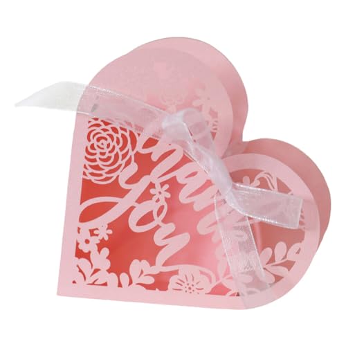 50 Stück Herzförmig Hochzeit Süßigkeiten Schokolade Gastgeschenk Kartonage Box Schachtel mit Farbband für Geschenke Tischdeko Hochzeit Dekoration von Uposao