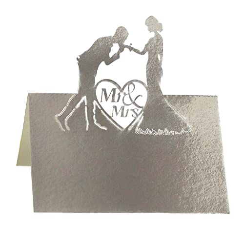 50 Stück Tischkarten Hochzeit,Hohle Brautpaar Platzkarten Grußkarten Namenskarten Sitzplatzkarten Blanko Namensschilder zum Beschriften für Hochzeiten, Engagierte Partei und mehr,Silber 50 Stück Tischkarten Hochzeit,Hohle Brautpaar Platzkarten Grußkarten Namenskarten Sitzplatzkarten Blanko Namensschilder zum Beschriften für Hochzeiten, Engagierte Partei und mehr,Silber von Uposao