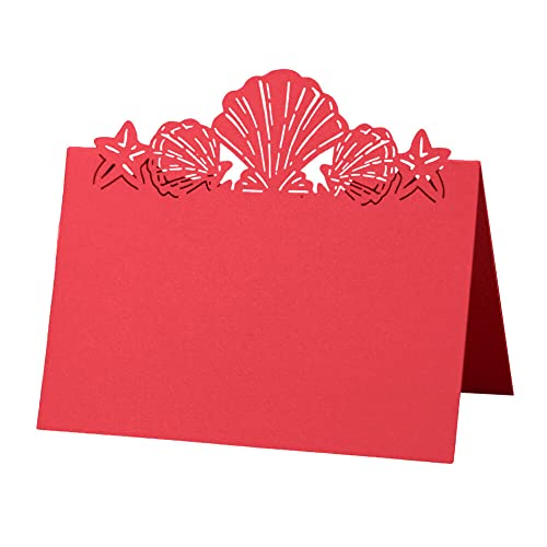 Uposao 50 Stück Tischkarten Hochzeit,Hohle Platzkarten Grußkarten Namenskarten Sitzplatzkarten Blanko Namensschilder zum Beschriften für Hochzeit Geburtstag, Konfirmation, Kommunion, Taufe Feier,Rot von Uposao
