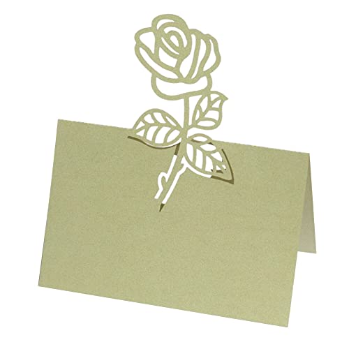 Uposao 50 Stück Tischkarten Hochzeit,Hohle Rose Blumen Platzkarten Grußkarten Namenskarten Sitzplatzkarten Blanko Namensschilder für Hochzeiten Geburtstag, Konfirmation, Kommunion, Taufe Feier,Grün von Uposao