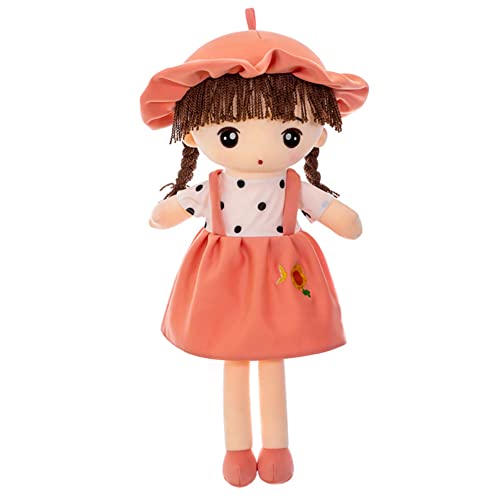 Uposao Kuschelpuppe Plüsch Stofftier, 45CM Weiche Stoffpuppe mit Kleidung und Haaren für Kinder von 0-5 Jahren Gefüllte Puppen Märchen Prinzessin Puppe Plüschtier Weihnachten Geschenke,Rosa von Uposao