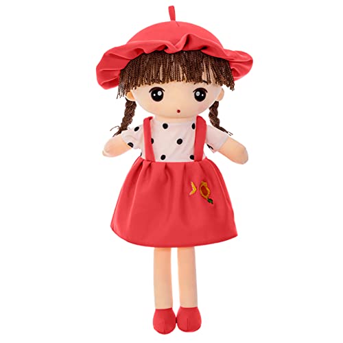 Uposao Kuschelpuppe Plüsch Stofftier, 45CM Weiche Stoffpuppe mit Kleidung und Haaren für Kinder von 0-5 Jahren Gefüllte Puppen Märchen Prinzessin Puppe Plüschtier Weihnachten Geschenke,Rot von Uposao