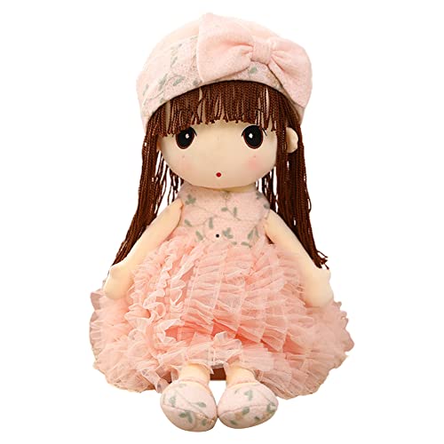Uposao Kuschelpuppe Plüsch Stofftier, 50CM Weiche Stoffpuppe mit Kleidung und Haaren für Kinder von 0-5 Jahren Gefüllte Puppen Märchen Prinzessin Puppe Plüschtier Weihnachten Geschenke,Rosa von Uposao