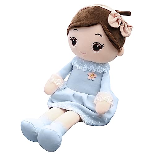 Uposao Kuschelpuppe Weiche Stoffpuppe, 50CM Mädchen Plüschpuppe Gefüllte Puppen mit Kleidung Haaren Niedliches Märchen Prinzessin Stofftier Fee Spielzeug Weihnachten Geschenk Für Baby Kinder,Blau von Uposao