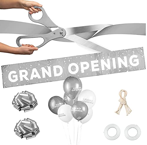 Deluxe-Schere mit großer Öffnung, 63,5 cm, mit silberfarbenem Satinband, Banner, Schleifen, Luftballons und mehr Deluxe-Schere mit großer Öffnung, 63,5 cm, mit silberfarbenem Satinband, Banner, Schleifen, Luftballons und mehr von Upper Midland Products