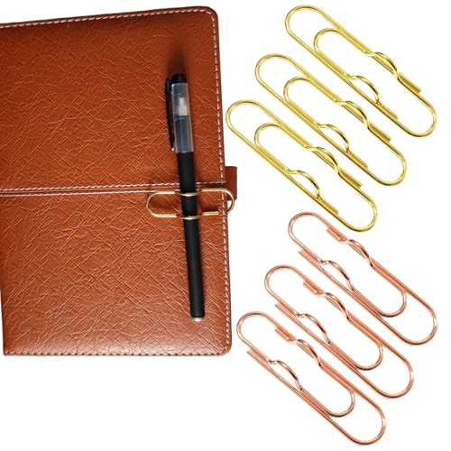 Stifteklammern aus Metall – 10-teiliges Stifthalter-Set für Notizbücher, Bücher, Tagebücher, Klemmbretter und Papiere – Schul- und Bürobedarf-Set in Gold und Roségold von Upquzzfy