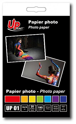 UPrint 2797 Fotopapier glänzend weiß – Fotopapier (weiß, glänzend, 20 Blatt, 180 g, 100 mm, 150 mm) von Uprint